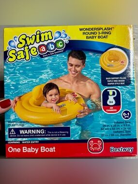 NIB Bestway Yellow Swim Safe Baby Boat - One Baby Boat